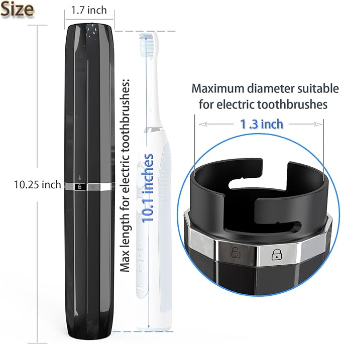 SIEANE Electric Toothbrush Travel Case, Universal Fit for Most Electric Toothbrushes, Ventilation Design Portable Holder Cover for Men and Women, Travel Essentials for Business Trip & Vacation (Black)