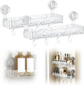 PVZXR Corrugated Suction Cup Storage Holder, 2026 New Movable Shower Shelf Suction Cup,Shower Caddy Large Capacity Bathroom Organizer,No-Drill Wall-Mounted Storage Shelf (2PCS Clear)