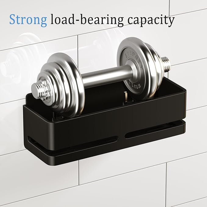 YESENT Shower Caddy, 2-Pack Shower Shelf, Heavy-Duty Bathroom Storage Shelf, Large Capacity No-Drill Bathroom Organizer, Black Metal Storage Basket, Adhesive Installation