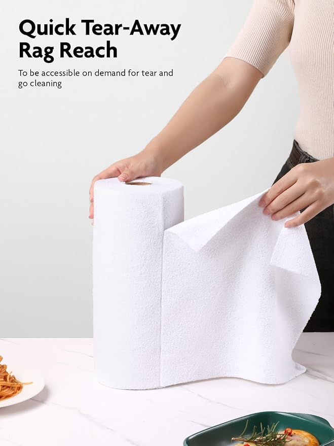 Fantasticlean Microfiber Cleaning Cloth Roll -40 Pack, Tear Away Microfiber Towels, 12" x 12", Reusable, Washable, Scratch Free, Ultra Absorbent Dishcloth for All-Around Cleaning Supplies (White)