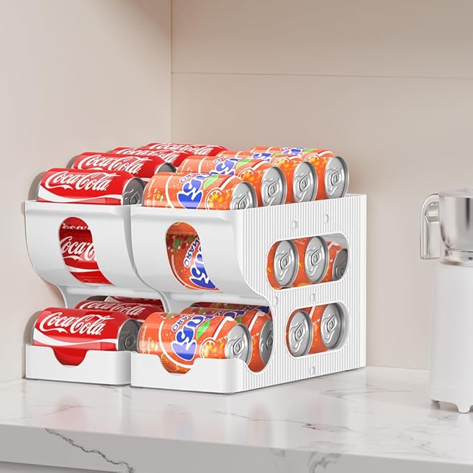Soda Can Organizer for Pantry/Fridge, Automatic Rolling Pop Can Dispenser/Storage/Holder/Container for Refrigerator, Saving Space Drink Organizer for Fridge, 1 Pack Holds 12 Standard Cans