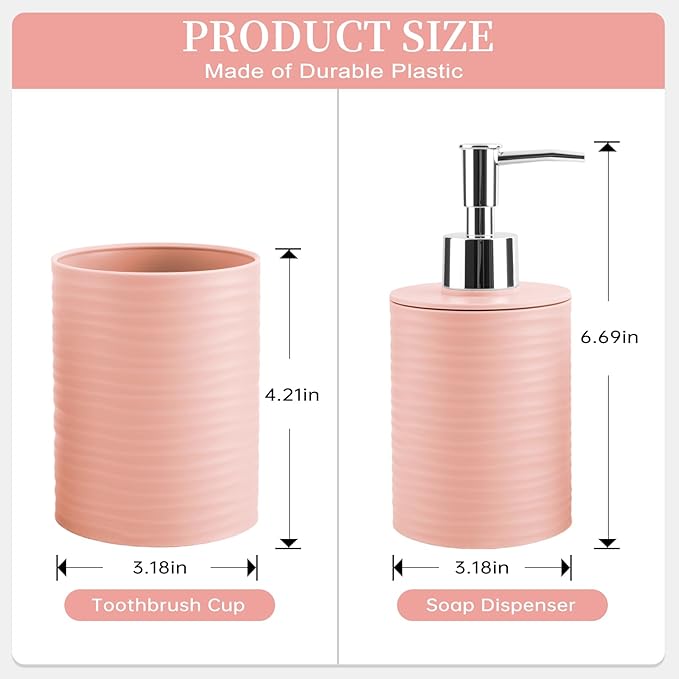 2 Piece Bathroom Accessory Set, Bathroom Accessories Set Include Soap Dispenser and Toothbrush Holder for Modern Bathroom Decor