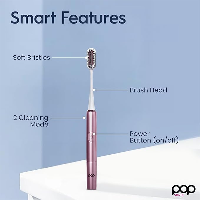 Go Plus Sonic Toothbrushes for Adults w/Electric Toothbrush Case - Electric Toothbrush for Adults & Kids - Sonic Toothbrush w/ 2 Speeds - 18000-24000 Vibrations Per Minute (Rosy Pink)