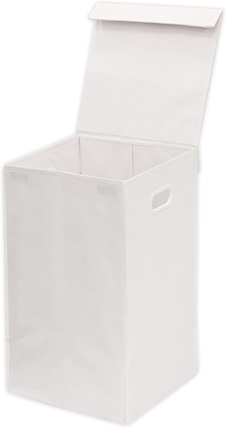 Simple Houseware Foldable Laundry Hamper Basket with Lid, White