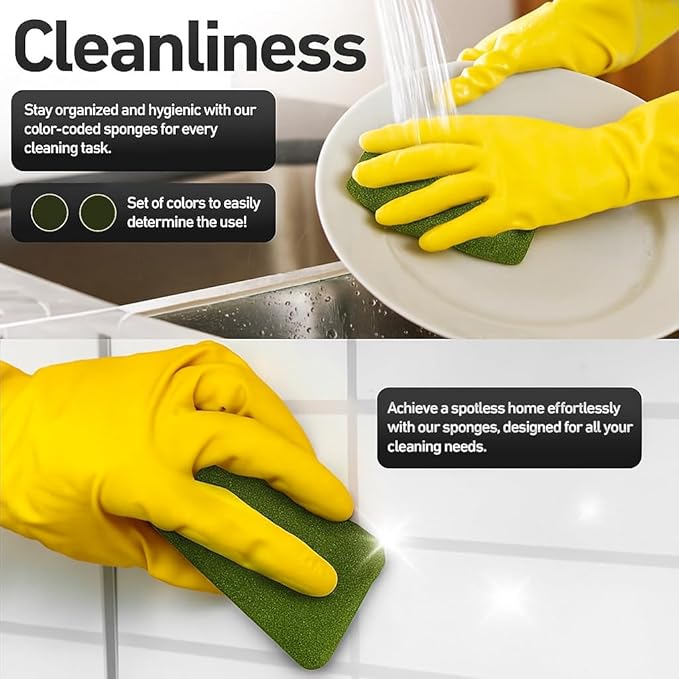Casanero 6-Pack Silicone Scrubbing Sponges, Heavy-Duty, Non-Scratch | Reusable, Odor-Free, Multi-Purpose Cleaning for Dishes, Non-Stick, Countertops