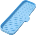 MicoYang Silicone Bathroom Soap Dishes with Drain Spout-Bathroom and Kitchen Sink Organizer,Sponge Holder,Dish Soap Tray,Perfect for Dispenser,Scrubber,Bottle on Sink or Counter-Light Blue 12"×4"