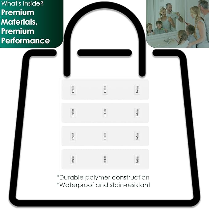 Shower Caddy Adhesive Replacement Stickers for Organizer and Shelf, Bathroom Strips 4 Pack