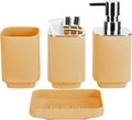4Pack Bathroom Accessories Set, Bohemian Bathroom Sink Set, Contain Soap Dispenser, Toothbrush Holder, Soap Dish & Mouthwash Cup,Square soap and Toothbrush Holder Set