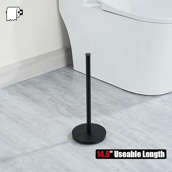 JQK Toilet Paper Storage Stand Matte Black, 304 Stainless Steel Thicken 0.8mm Tissue Reserve Holder 3 Rolls Dispenser for Bathroom, TPS180-PB