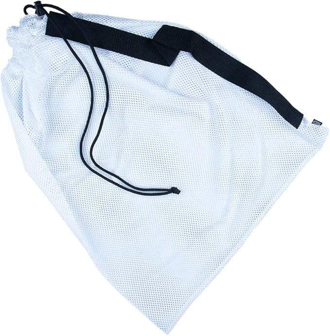 Golberg Mesh Bag - 18 x 24 Inches with Shoulder Strap – Use for Laundry, Beach Days, & Even Camping (White)