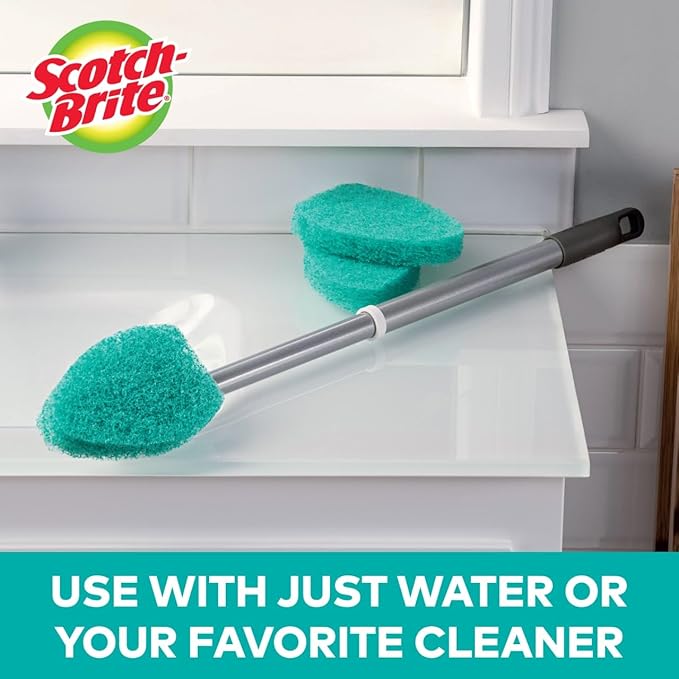 Scotch-Brite Extendable Tub & Tile Scrubber Kit, Includes 1 Handle and 3 Non-Scratch Scrubber Pads
