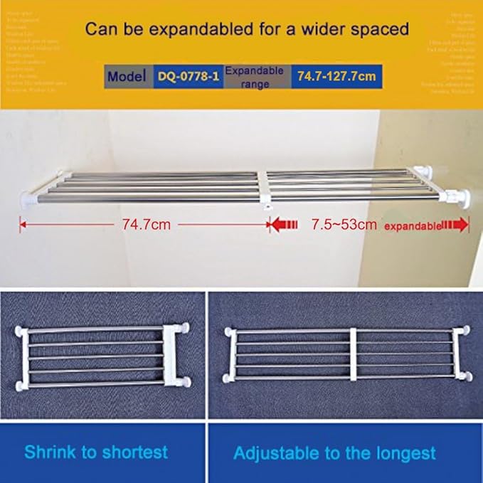 BAOYOUNI Tension Shelf Adjustable Closet Rod Space Saving Wardrobe Clothes Dividers Ivory, 33.07-46.26 Inches