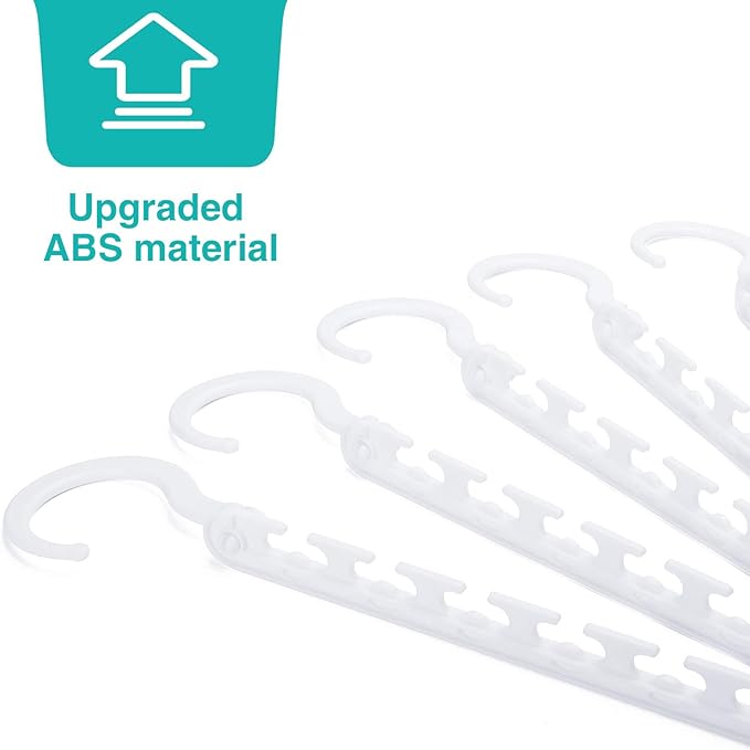 HOUSE DAY Sturdy Plastic Space Saving Hangers Cascading Hanger Organizer Pack of 12 Closet Space Saver Multifunctional Hangers for Heavy Clothes (White)
