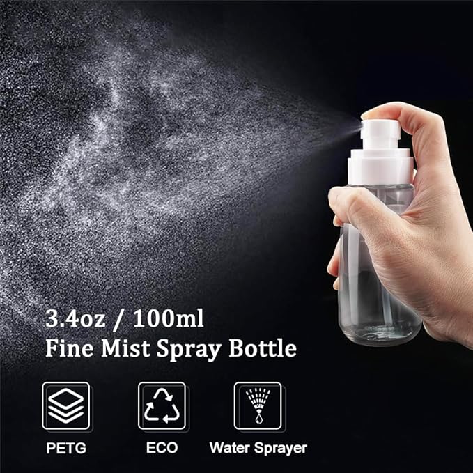 Cosywell Fine Mist Spray Bottles TSA Approved 3.4oz 100ml 8 Pack Leak Proof Travel Spray Bottle Empty Small Spray Bottles for Perfume Essential Oils Toners Rose Water Cosmetics （8PCS-4Colors）