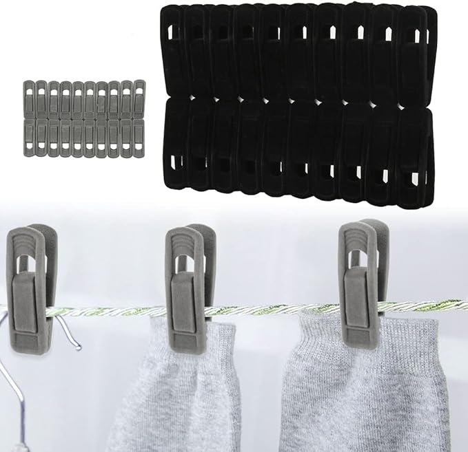 Velvet Hangers Clips Strong Finger Clips Perfect for Thin Velvet Hangers (Beige, 20)