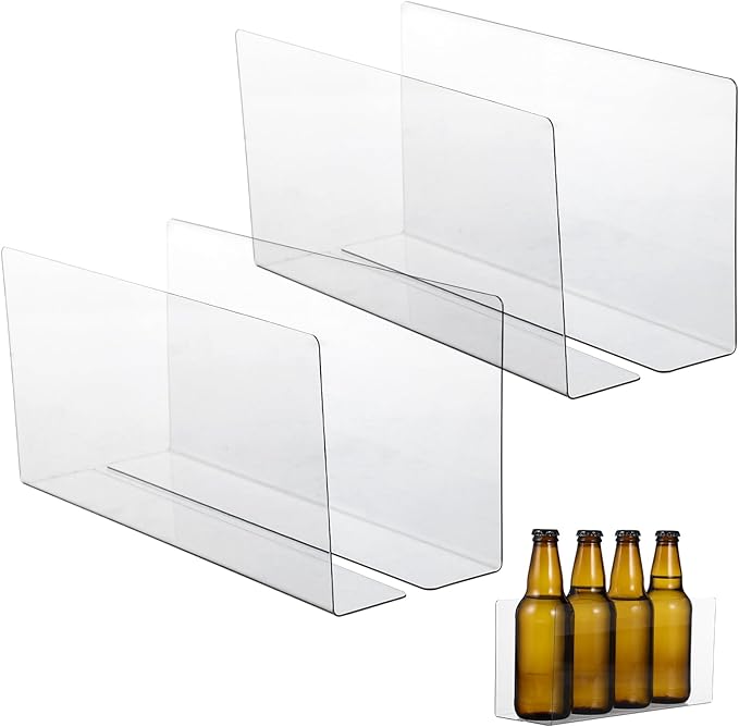 Baluue 5pcs Clear Shelf Dividers for Shelves 9.8" Long Clear Pharmacy Dividers L Shape Separator Thicken Clapboard for Commodity Classification Cabinets Store