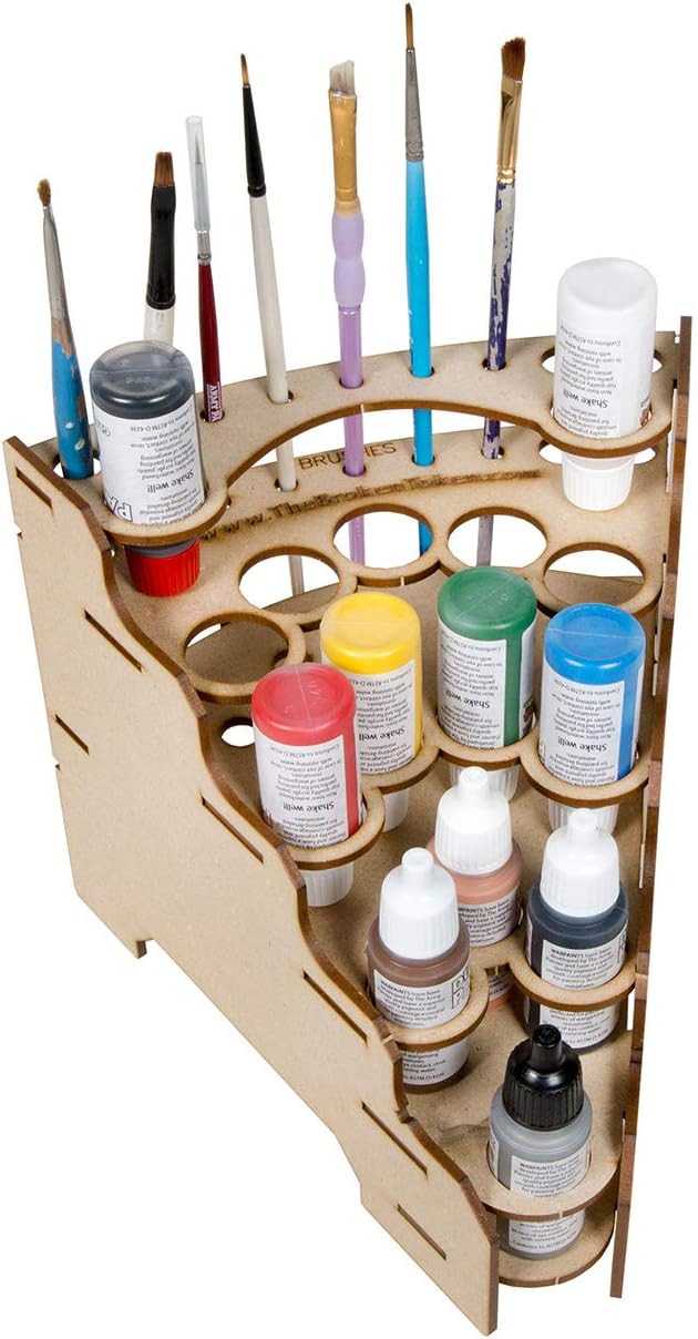 The Broken Token Modular Paint Rack w/ 26mm Holes - 45° Wedge - Multiple Organizer for Paint Bottles, Pots, and Brushes in Tiered Layout - Customize Your Pieces with Easy Organization & Access