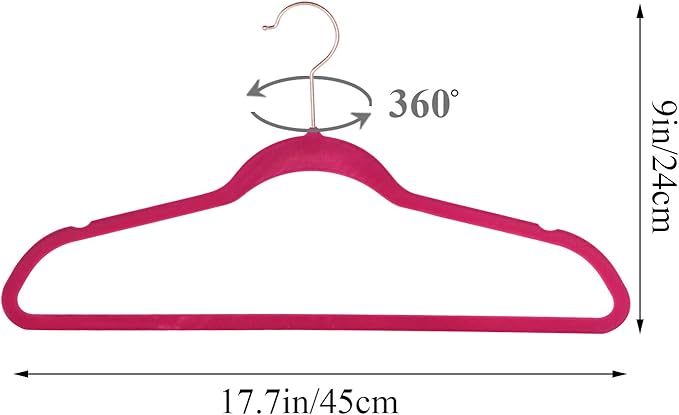 VECELO Premium Velvet Clothes Hangers Suit Heavy Duty (100 Pack)-Non Slip & Space-Saving with 12 Finger Clips & 2Tie Rack Excellent for Men and Women,Rose