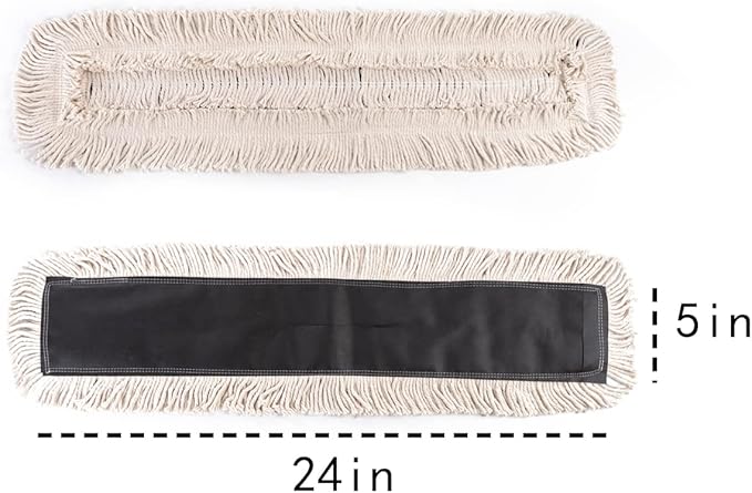 Matthew Cleaning 24'' High Strength Disposable Dust Mop Cotton Cut-end Yarn Mop Replacement Heads for Residential & Commercial Fit Standard Dust Mop Frames, Hardwood, Laminate, Concrete Floors 3Pack