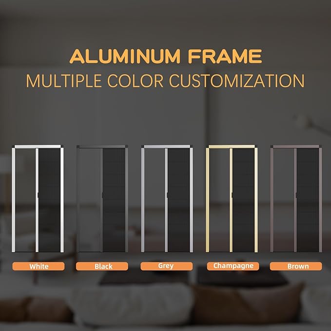 Customize Retractable Screen Door, Sliding Folding Screen with Aluminum Frame and Durable Mesh, Keeps Bugs Out, for Front Security Patio Door(Black