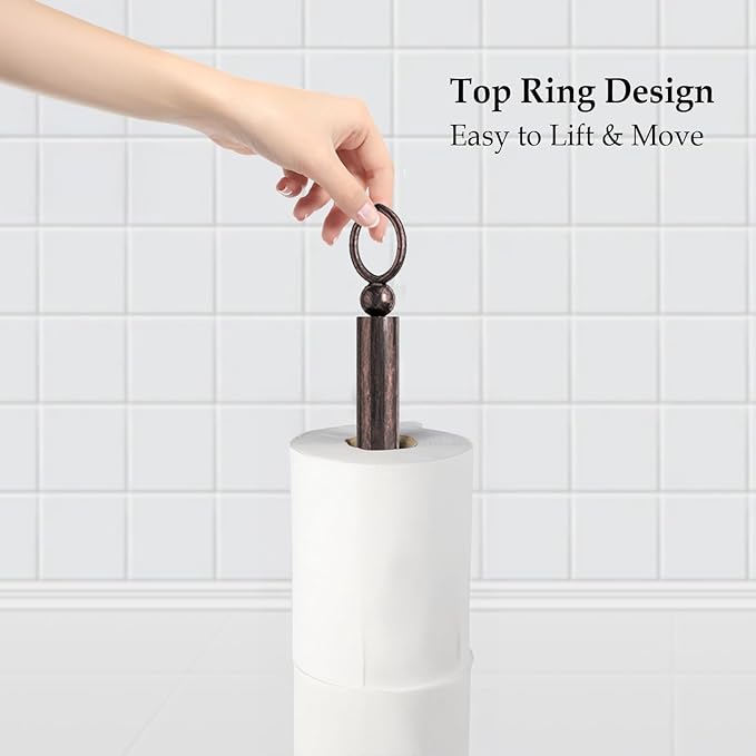 ROLABAM Toilet Paper Holder Stand, Free Standing Toilet Paper Storage for Bathroom, Weighted Base with Reserve for 4 Roll (2 Pack, Oil Rubbed Bronze)