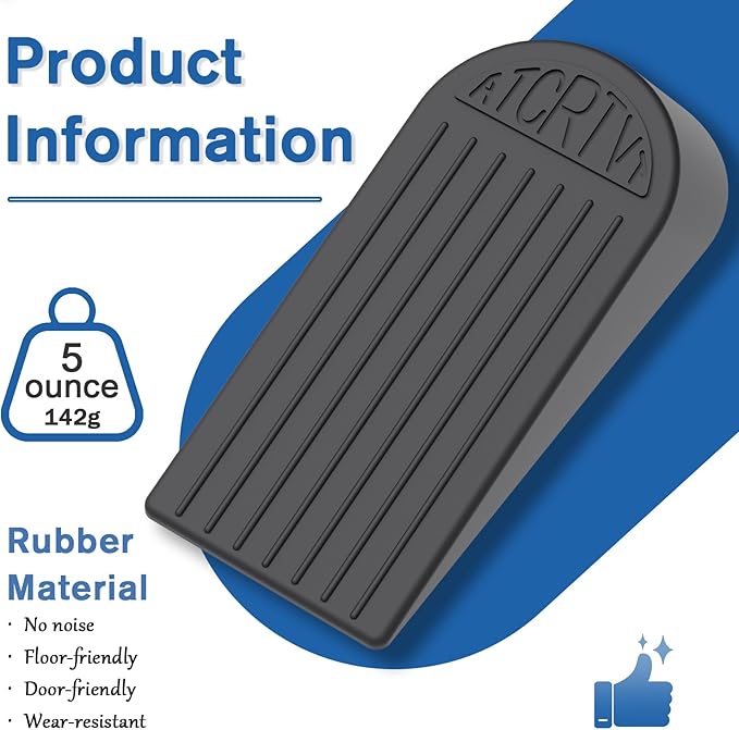 Rubber Small Door Stopper Wedge – 4 Pack Black Door Stoppers Wedge for Bottom Doorstop,Door Stop for Heavy Duty Doors with Self Adhesive Holder Ideal for Homes, Schools, Offices, Workshops