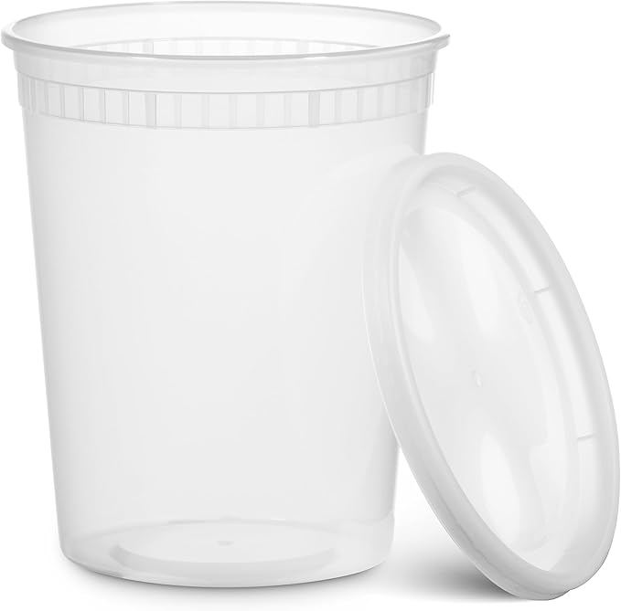 JoyServe Deli Food Containers with Lids - (144 Sets) Bulk Case of 72-32 Oz Quarts & 72-16 Oz Pints Airtight Food Storage Takeout Meal Prep Containers, BPA-Free, Dishwasher, Microwave Safe