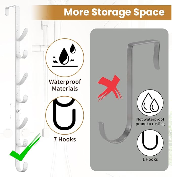 Over The Door Hooks, Metal Door Hooks for Hanging,Door Purse Organizer for Door Coat Hanger, Back of Shower for Hanging Towel Rack Clothes, Hat, Bathroom Bathroom Dorm Bedroom Closet (White-2Packs)