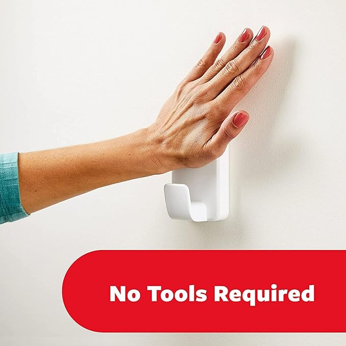 Command 15 Lb XL Heavyweight Wall Hook, Damage Free Hanging Wall Hook with Adhesive Strips, Heavy Duty Single Wall Hook for Hanging Back to School Organizers, 2 White Hooks and 8 Strips