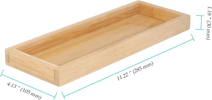 4 PCS Wooden Bamboo Drawer Organizer, Utensil Cutlery Organizer Drawer Holder for Home, Kitchen, Office, 11.4 x 4.2 x 1.2 inch