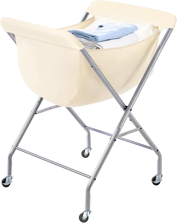 ELYKEN Laundry Cart with Wheels, 33”H Easy Rolling Laundry Hamper with Removable Liner Bag, Sturdy Metal Frame Clothes Basket with 4 Casters and 2 Brakes