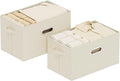 Foldable Cloth Basket with 3 Handles, Decorative Open Storage Boxes, Stackable Cube Organization, Fabric Bins for Shelves, Closet, Living Room, 15x9.8x9.8in, Beige, 2 Pack