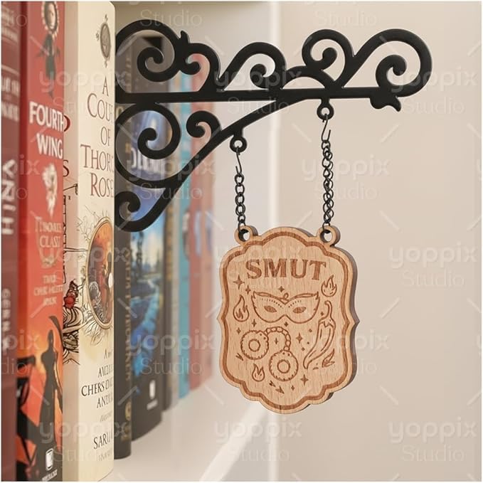 YOPPIX Book Nook Tavern Signs - Medieval Shelf Decor with Hanging Brackets, Spicy Book Genre Dividers for Home Library, Bookshelf Organization and Reading Corner Decorations