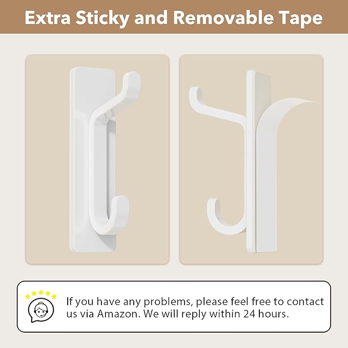 pickpiff Wall Hooks for Coat and Towel: 13LB Strong Adhesive Door Hanger Stick on, White 6 Pack