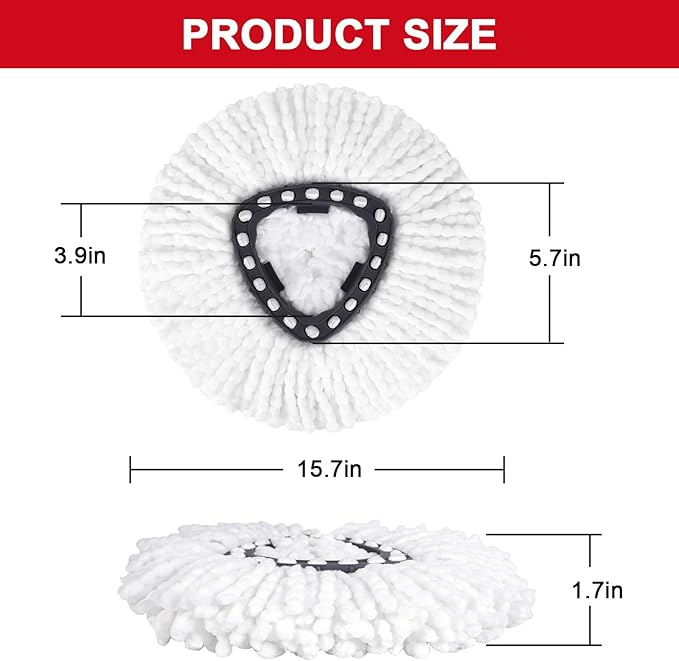 10 Pack Spin Mop Replacement Head Mop Refill Compatible with Ocedar Triangle Swivel Mops Microfiber Swivel Mop Refill,Deep Clean,Machine Washable and Easy to Replace