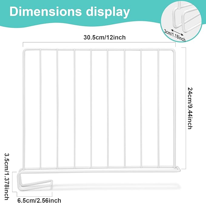 LQQBOX Shelf Dividers for Closet Organization, 8 Pack Metal Closet Shelf Dividers, Closet Shelf Organizer for Wood Closet Separator