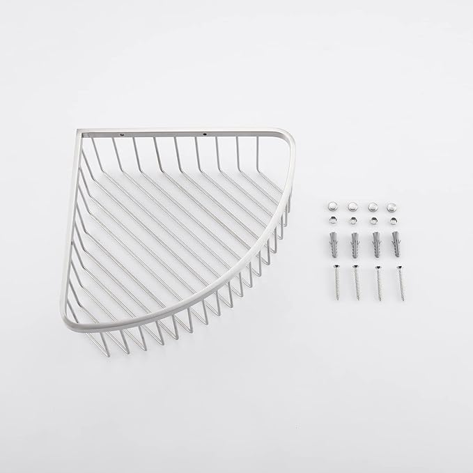 GORDEE Bathroom Shower Caddy Corner Shelf Basket, Ultra Sturdy Rust-Proof Stainless Steel Shelf Organizer Shampoo Holder, Wall Mounted Storage Rack for Bathroom Kitchen, Brushed Nickel