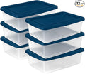 Sterilite 12 Pack Storage Boxes, Clear Plastic Stackable Containers, Lightweight Home Organizers with Snap Lids, 12 Quart, Marine Blue (6 Pack)