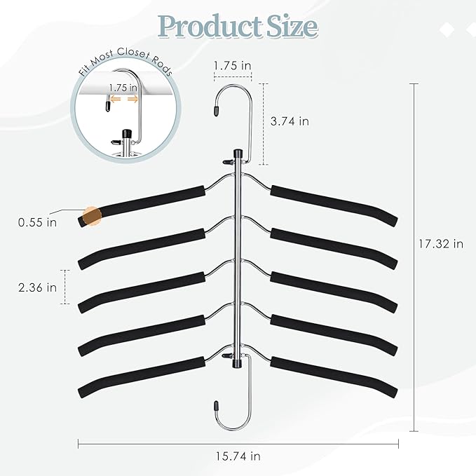 Clothes Hangers Space Saving Shirt Organizer, Non Slip Multi Shirt Hangers for Closet with Foam Padded Closet Organizers and Storage for Sweater Hoodie Blouse Coat Dress Short Black 4 Pack