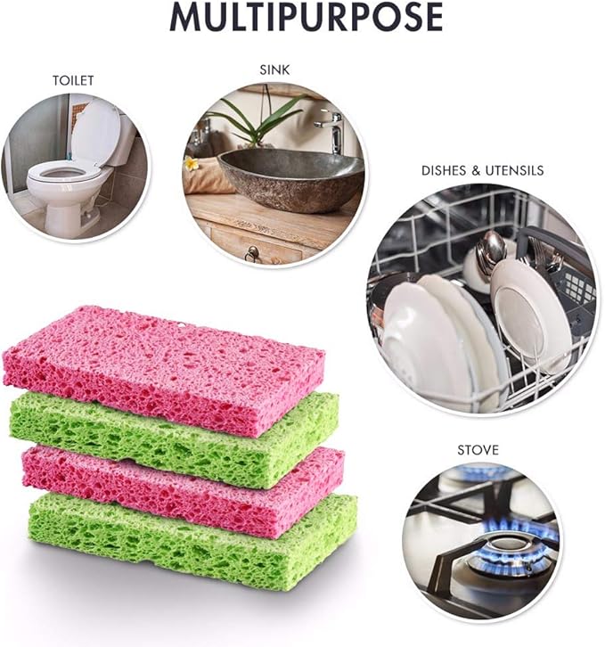 SCRUBIT Cleaning Scrub Sponges, [New Packaging] Non-Scratch Kitchen Sponges for Dishes -12 Pack Dishwashing Sponge - Assorted Colors Package May Vary