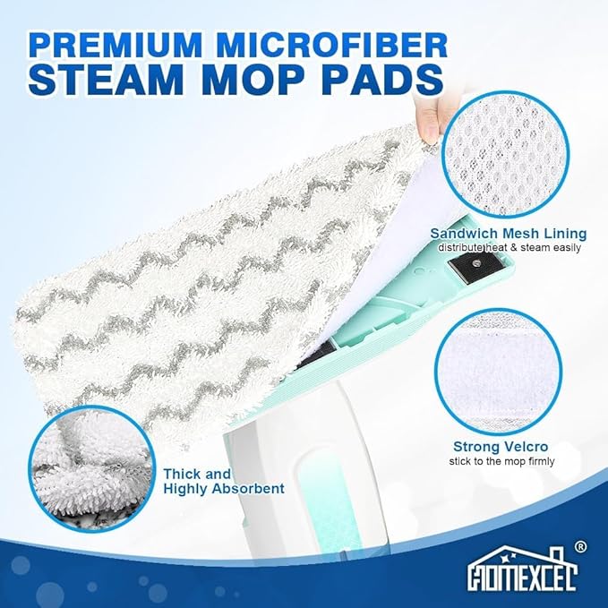 HOMEXCEL Steam Mop Replacement Pads for Shark Steam Mops S1000/S1000A/S1000C/S1000WM/and S1001C-Reusable Microfiber Steamer Scrub Mop Pads for All Hard Floors-4 Pack