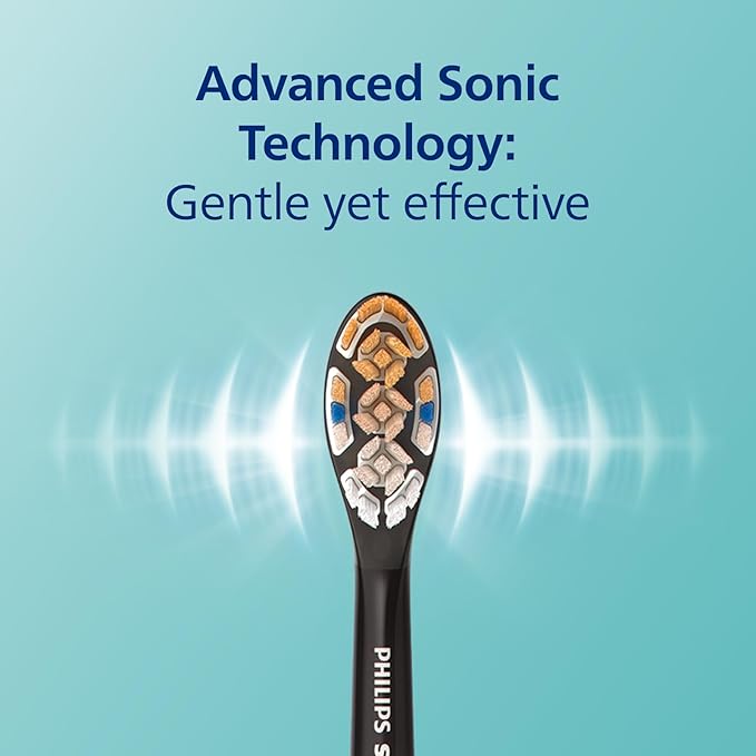 Philips Sonicare DiamondClean Smart 9500 Electric Toothbrush, Sonic Toothbrush with App, Pressure Sensor, Brush Head Detection, 5 Brushing Modes and 3 Intensity Levels, Black, Model HX9923/11