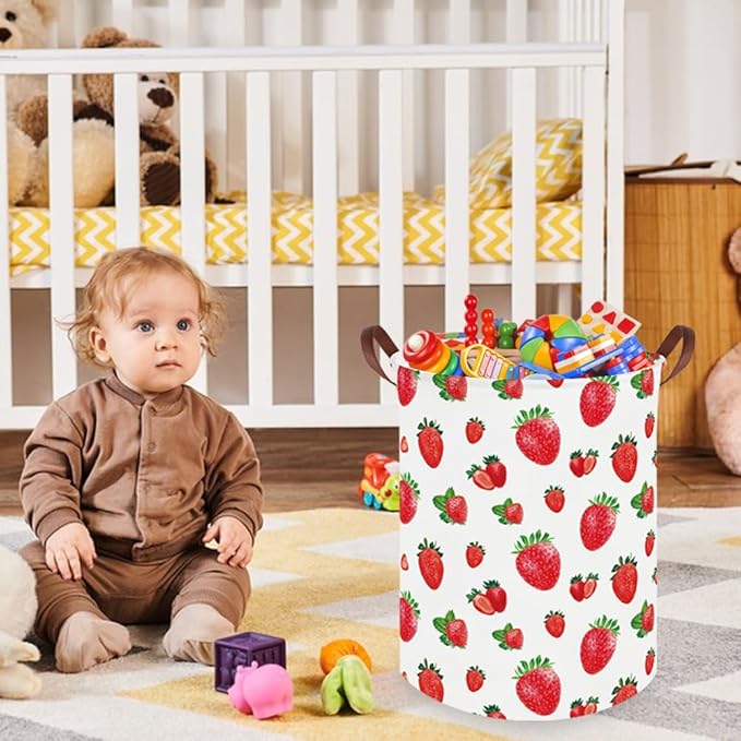 Strawberry hamper,Baby Laundry Hamper kids laundry Basket,Waterproof foldable kids laundry basket,Toy Storage Bin,Strawberry Room Decor,Gift Baskets(Strawberries)