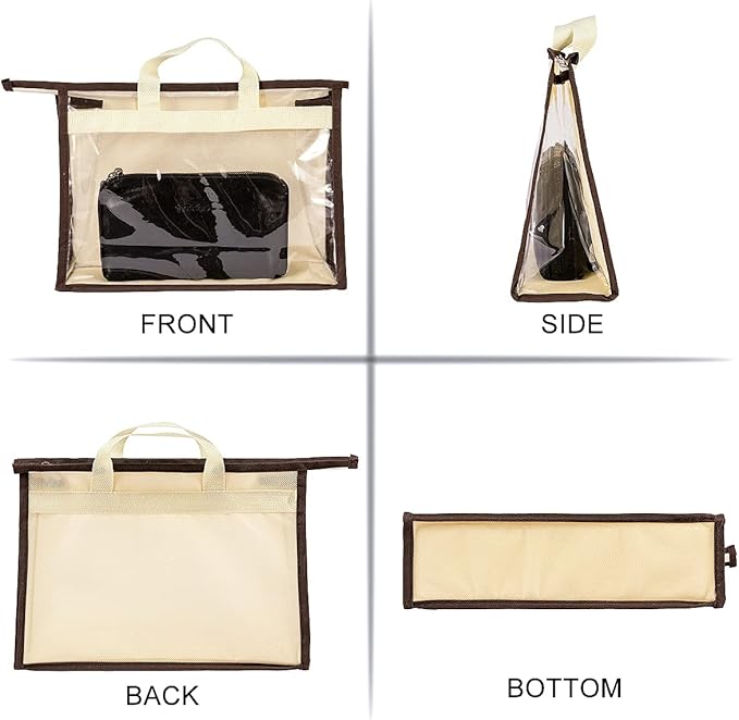 CINPIUK Clear Handbag Storage Bags Purse Organizer for Closet, Zipper Hanging Storage Bag for Handbags, M, 2PCS