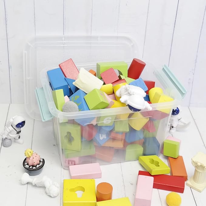 8 Quart Plastic Small Storage Box with Handel, Clear Storage Bin with Lid, 6 Pack