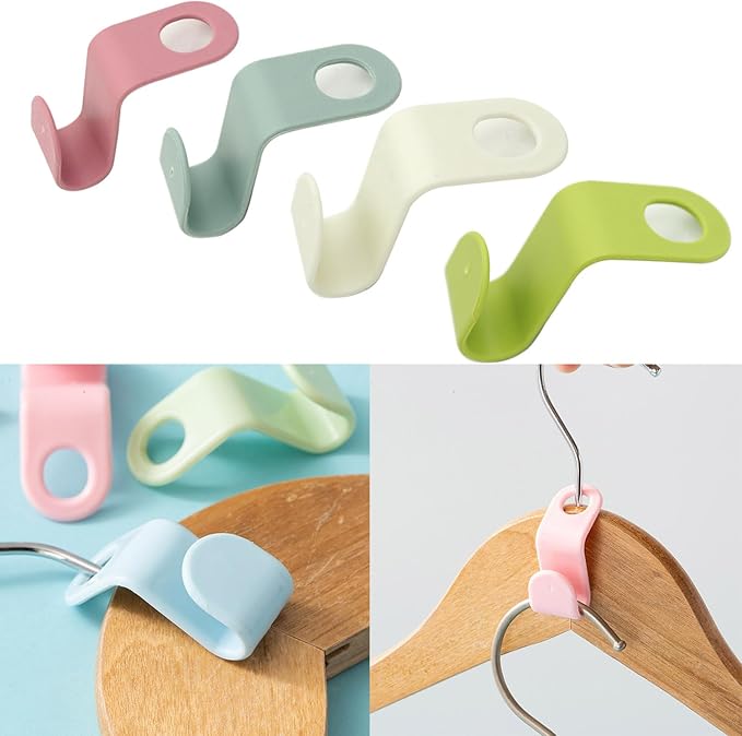 48 PCS Multi-Color Plastic Space-Saving Hanger Hook for Clothes, Accessories(4 Colors Mixed)