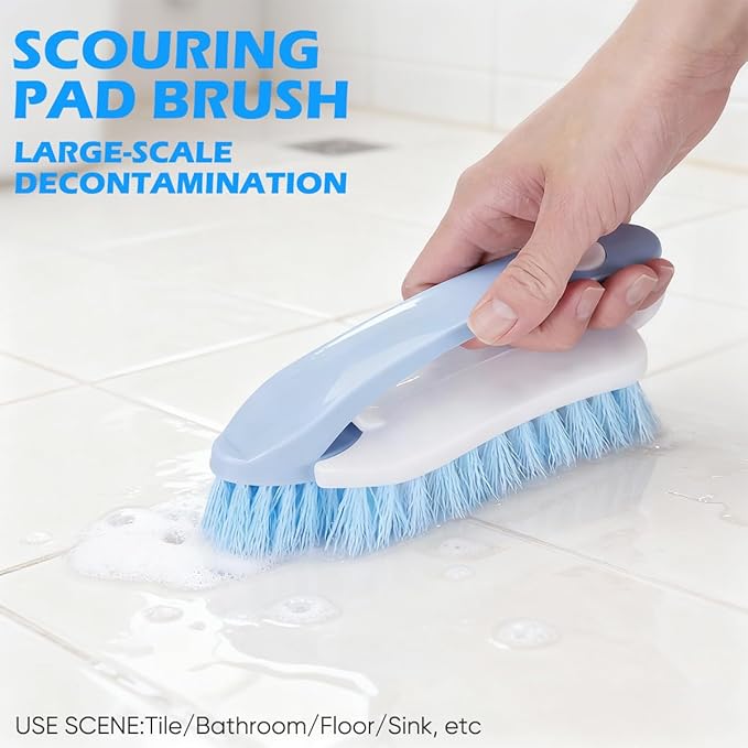 Cleaning Brush Set for Household Use, Scrub Brush, Bathroom Cleaning Brushes, Crevice Cleaning Brush for Bathroom, Floor, Tub, Shower and Kitchen Surface