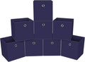 Foldable Storage Cubes Bins ,11 Inch Cloth Storage Cube Fabric Storage Box Cubes Organizer Baskets with Dual Handles for Home Organizer Set of 8 (Navy Blue)