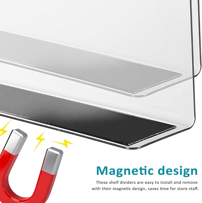 6-Pack L-Shaped PVC Shelf Dividers Transparent Plastic Organizers 9.84X4.72X1.57 Inches for Store Display and Home Shelf Separation Easy Install