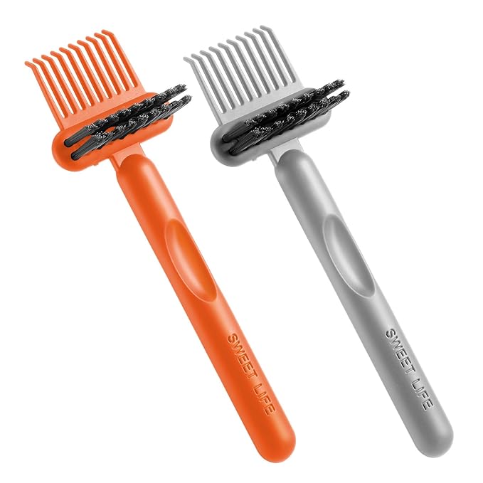 2Pcs 2-in-1 Hair Brush Cleaner & Remover Tool Brush Cleaning Tool Comb Cleaner Effective Hairbrush Cleaner Hair Brush Remover Rake for Man Woman Home Travel Salon Removing Hair Dust (Gray, Orange)